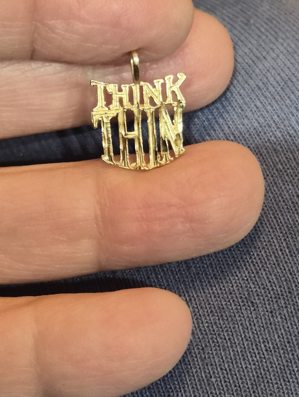 Think Thin Charm Pendant 14k  Yellow Gold.